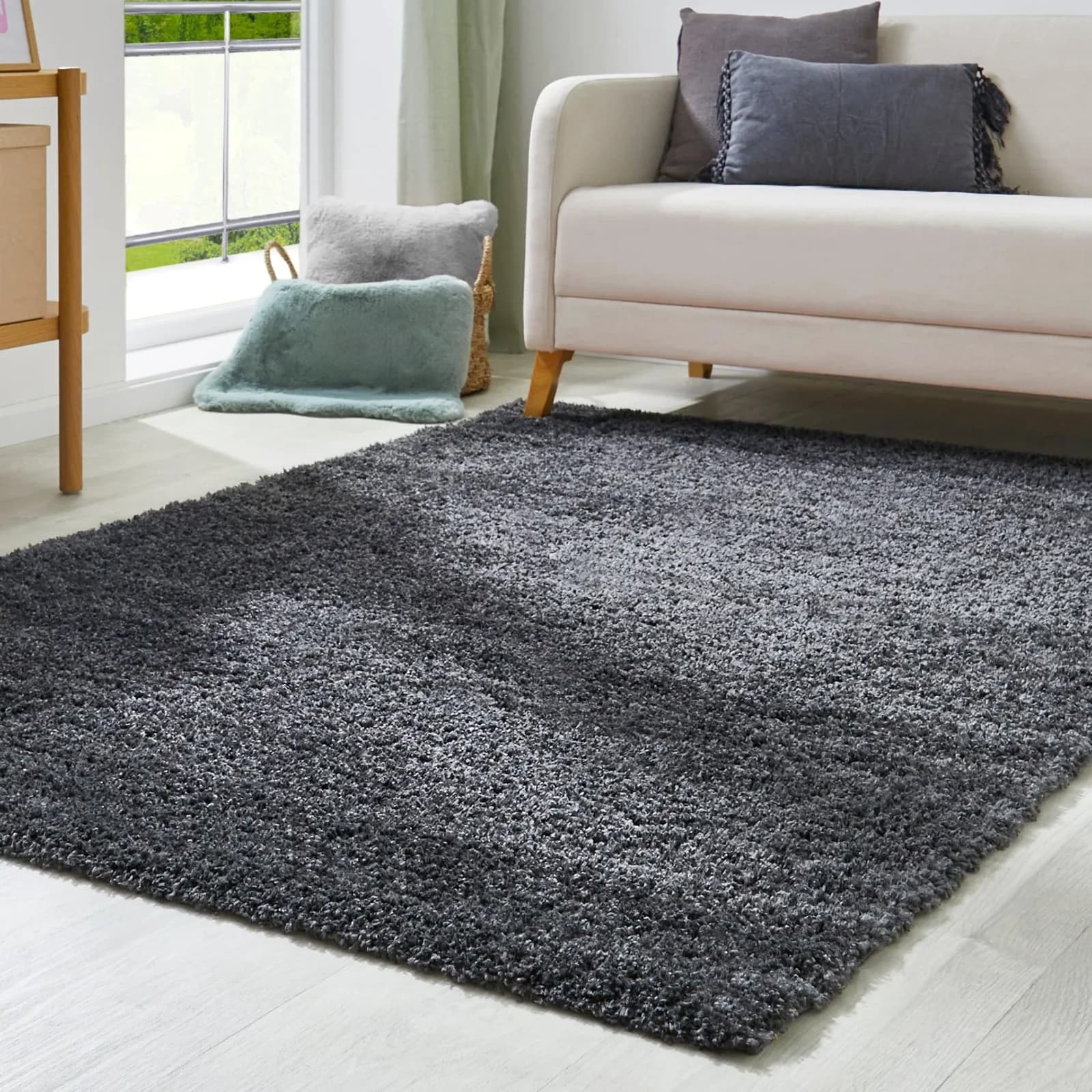 ANDIAMO Hochflor-Teppich Chicago Anthrazit Uni Farben
