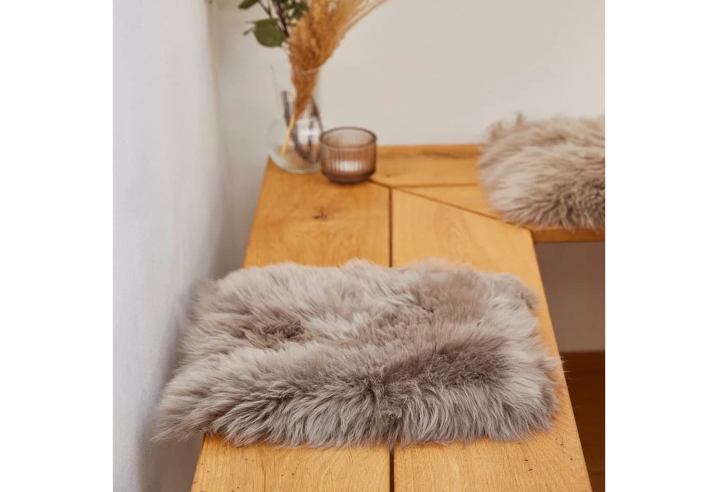 LUXOR living Stuhlkissen Lammfell Grau Taupe 34x34cm