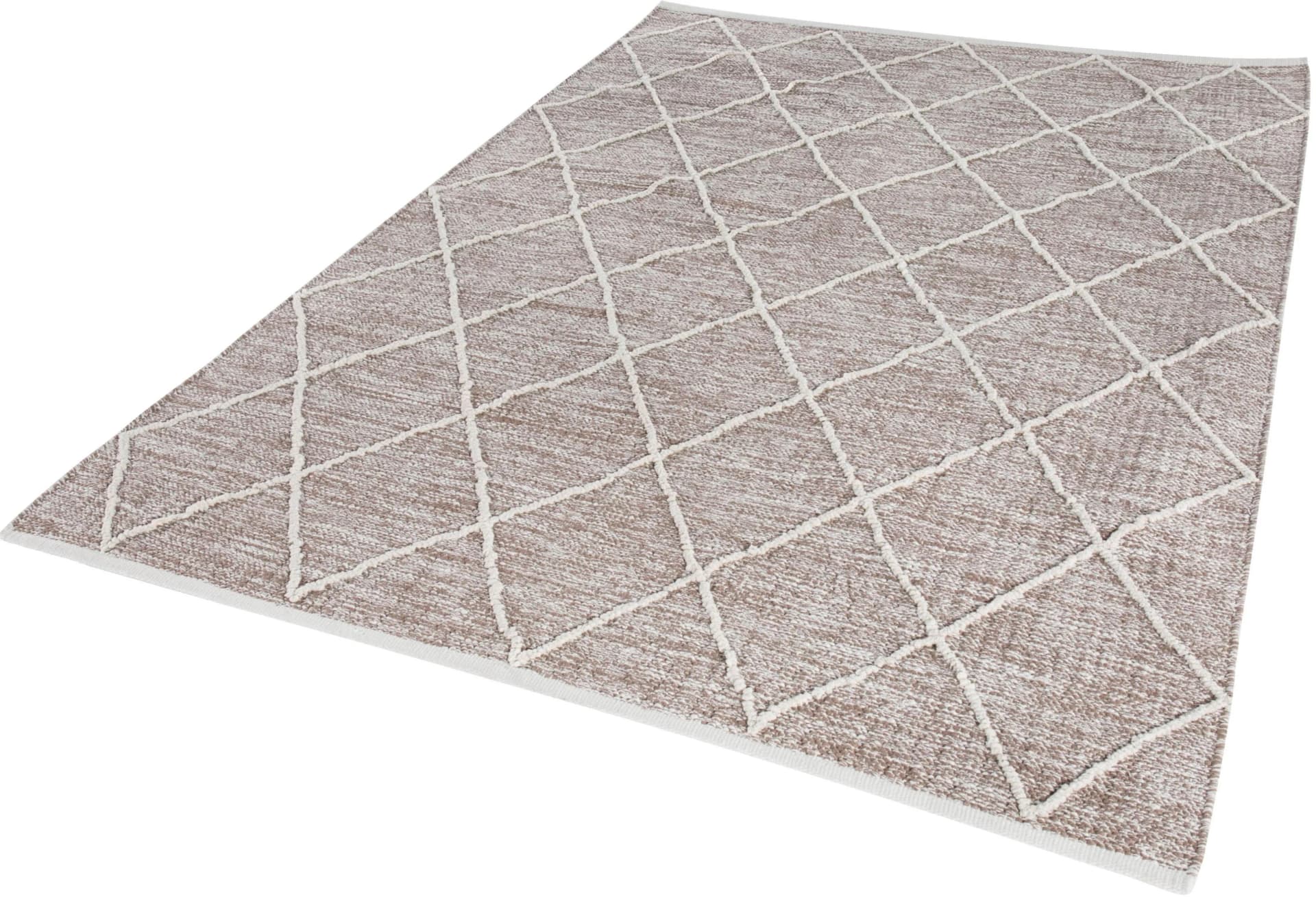 OTTO HOME Pamplona Teppich Braun Handgewebt Rauten-Motiv
