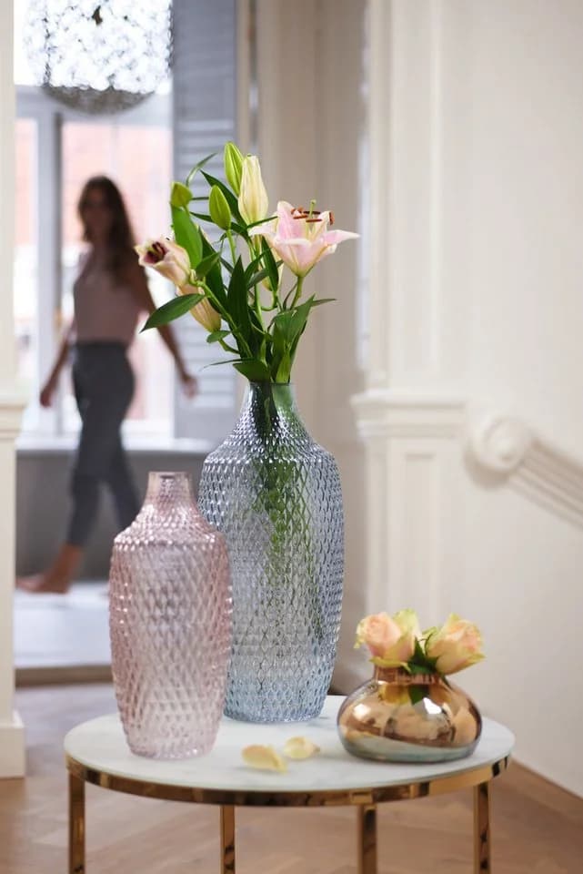 Leonardo Bodenvase POESIA Viola Glas Relief-Optik