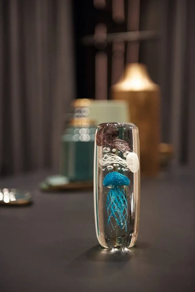 LEONARDO Dekofigur Qualle OCEANO Blau Glas Phosphoreszenz