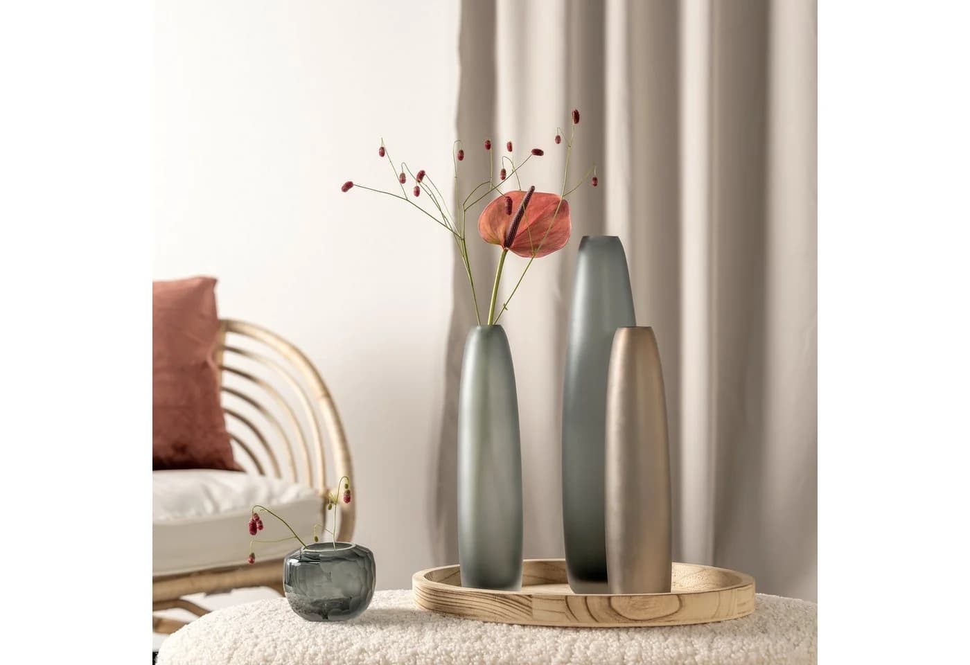Leonardo Bodenvase BELLAGIO Anthrazit Glas Handgefertigt