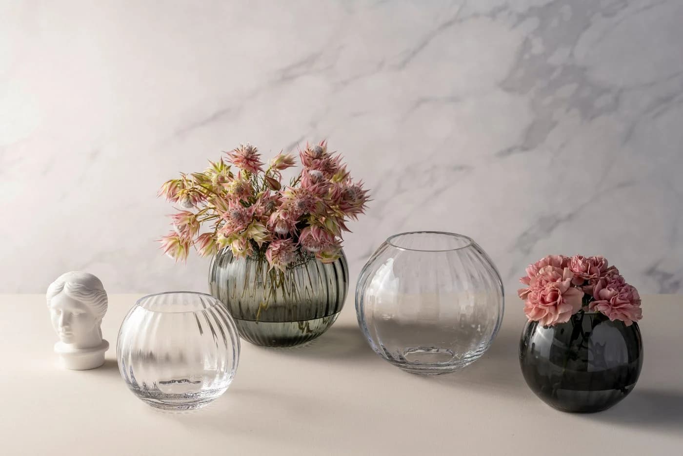 Leonardo Kugelvase POESIA Grau Glas Handgefertigt