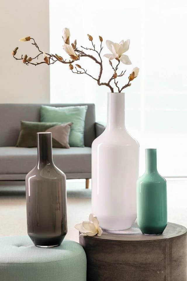 Leonardo Bodenvase MILANO Grau Glas Flaschenform