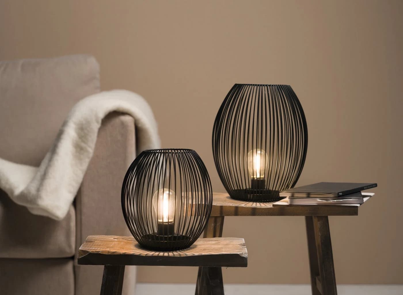 Leonardo LED Tischleuchte Laterne CASOLARE Schwarz Metall