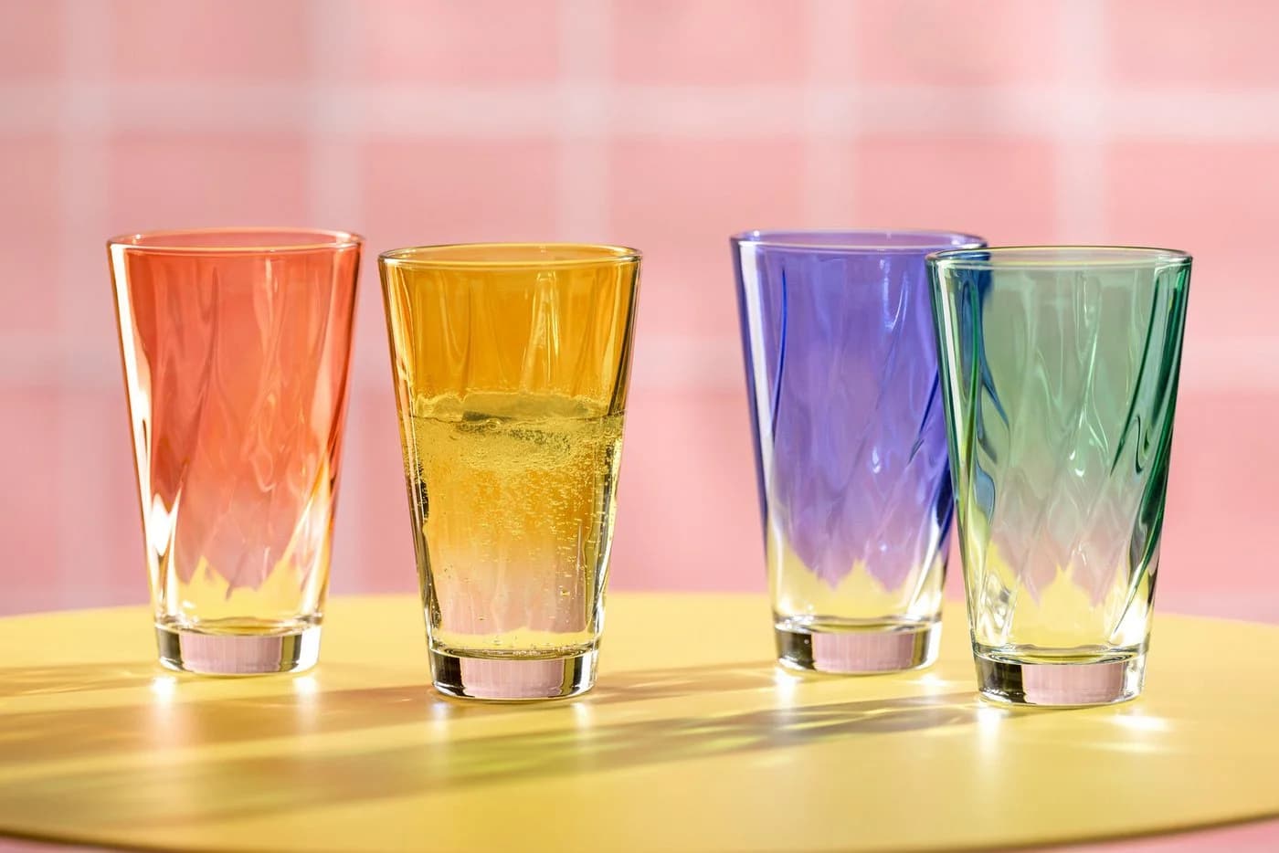 LEONARDO Trinkglas TWIST 300 ml 4er-Set Bunt Glas Longdrinkbecher