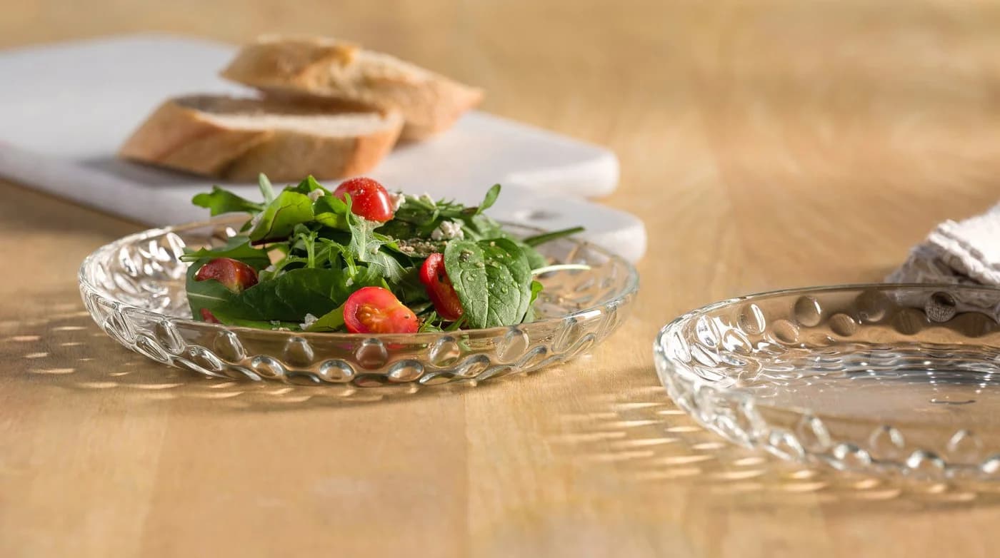 LEONARDO CUCINA OPTIC Speiseteller 18 cm 4er-Set Glas Transparent