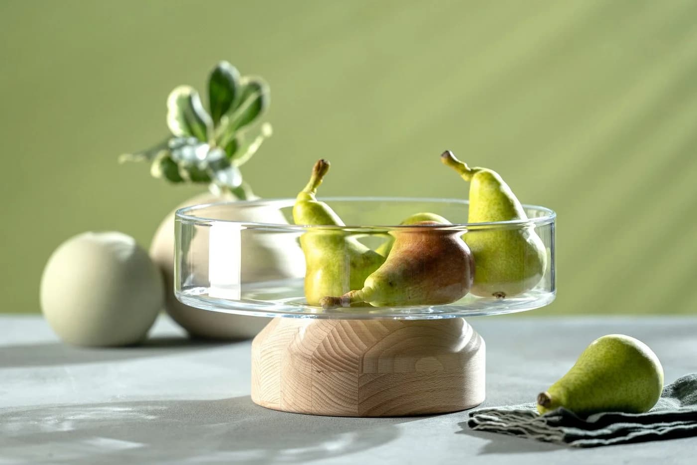 Leonardo Dekoschale LEGNO 27 cm Beige Holzsockel