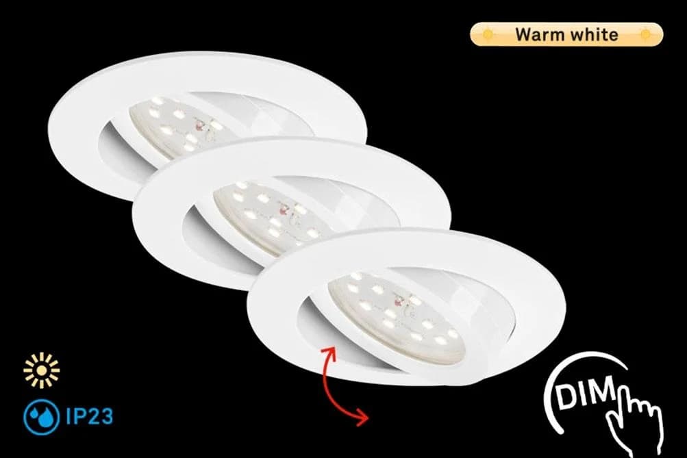 BRILONER LED Einbauleuchte ATTACH DIM 3er-Set weiß dimmbar