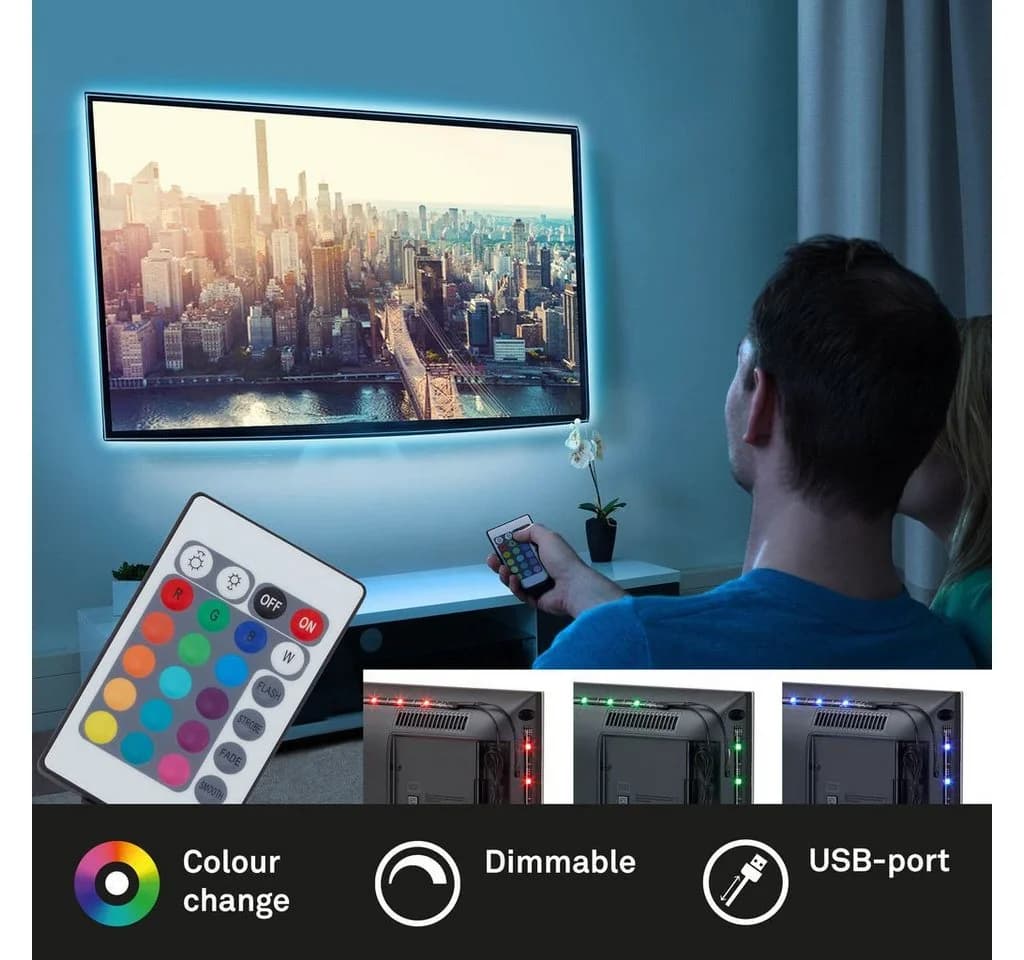 Briloner Leuchten LED-Stripe TV-Hintergrundbeleuchtung USB Schwarz