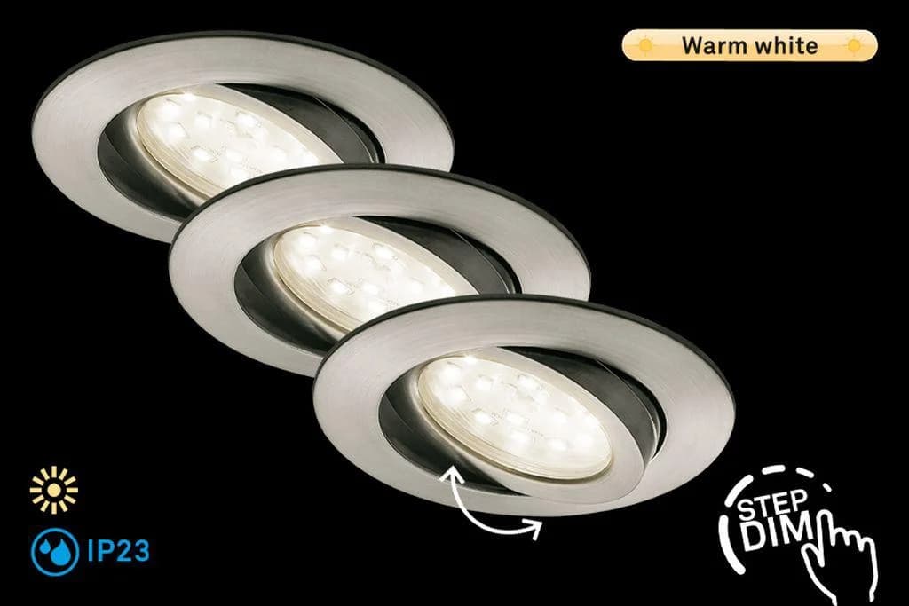 BRILONER LEUCHTEN LED Einbauleuchte ATTACH DIM 3er Set dimmbar