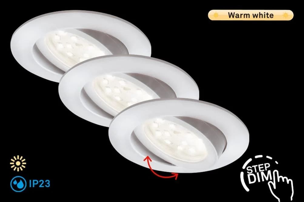 BRILONER LED Einbauleuchte ATTACH DIM Weiß 3er Set Dimmbar