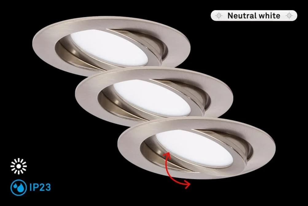 Briloner Leuchten LED Einbauleuchte FLAT IN 3er Set Weiß Neutral