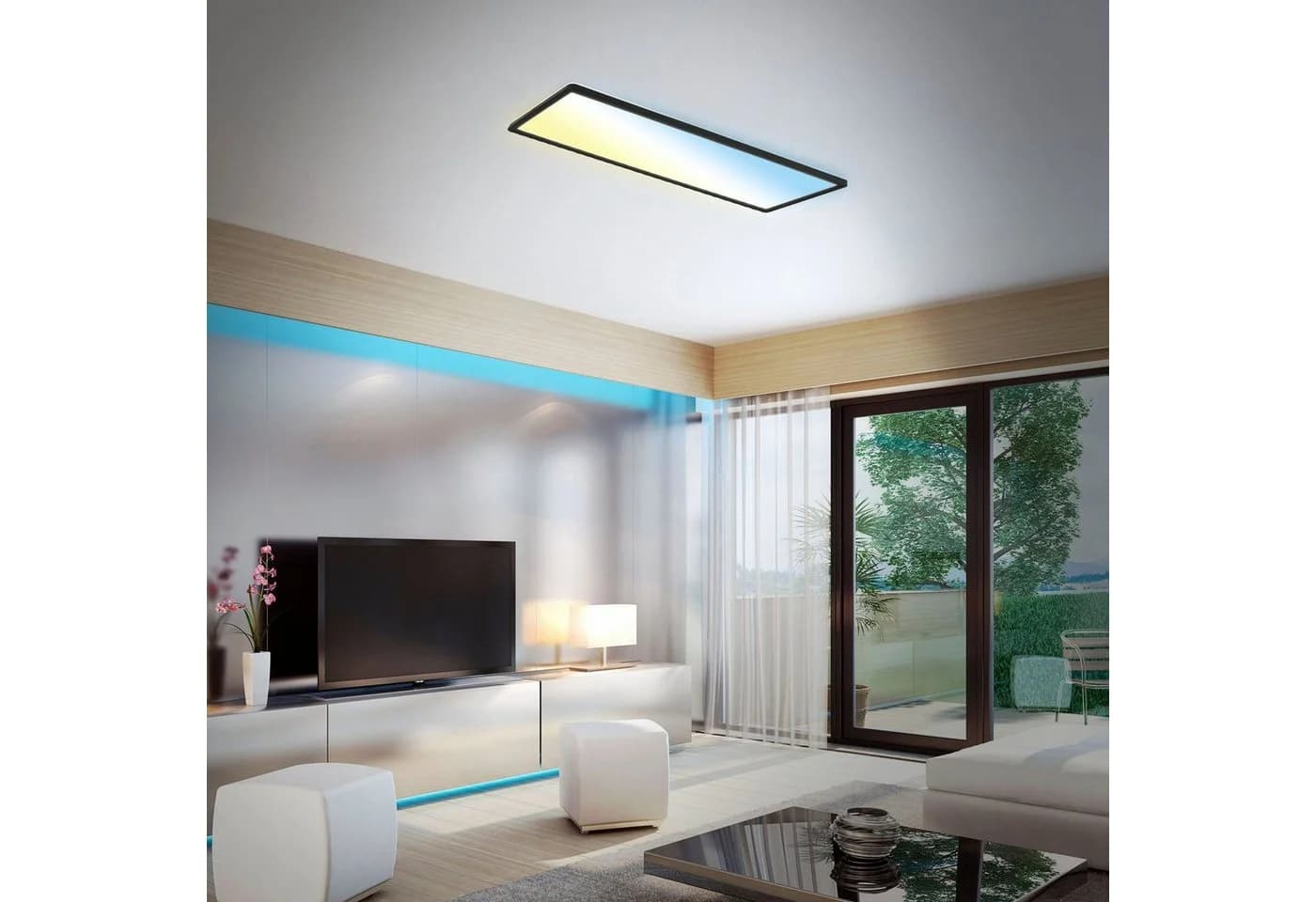 Briloner Leuchten LED Panel 7403015 SLIM CCT Schwarz Fernbedienung