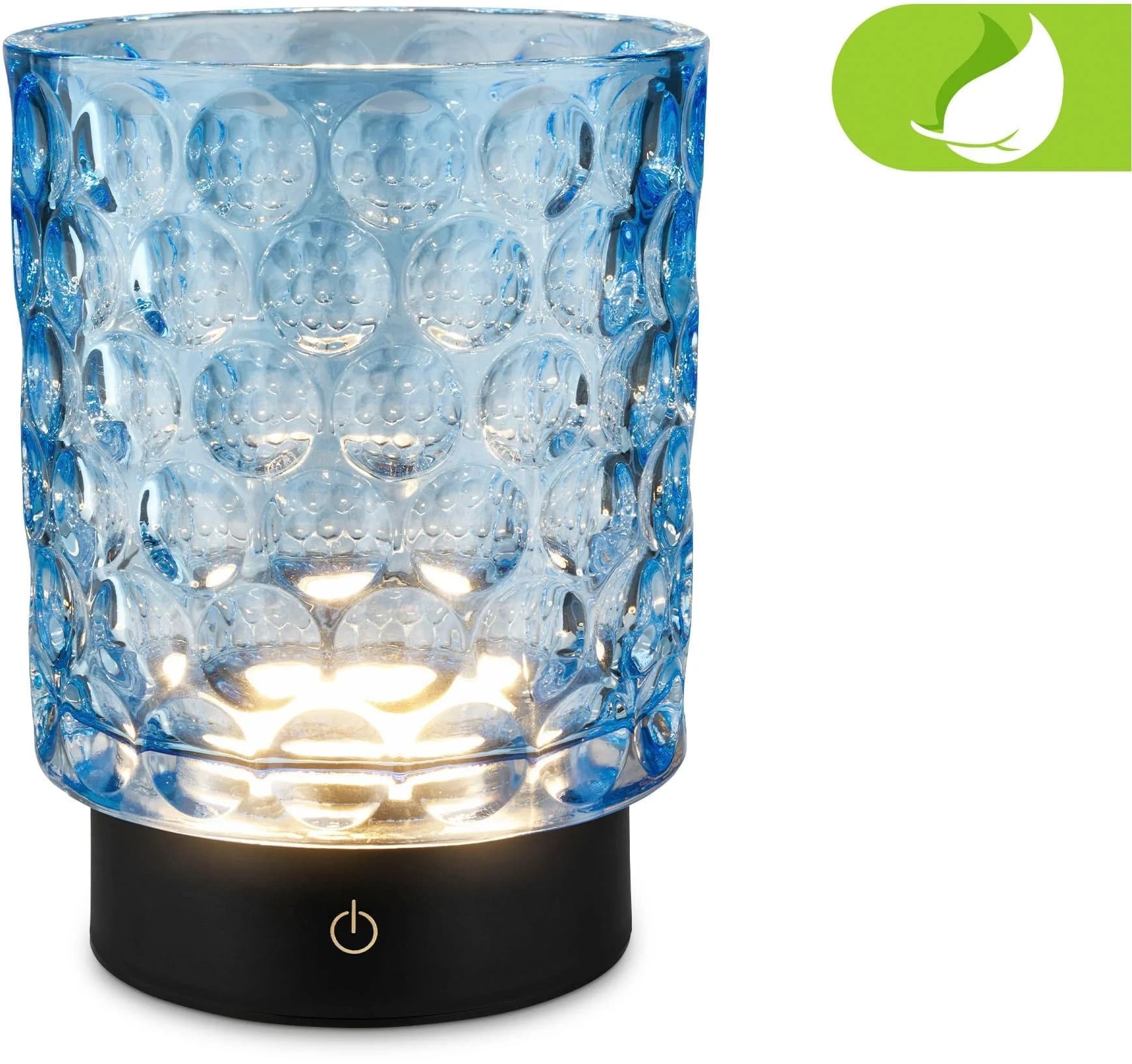 BRILONER LEUCHTEN Sunora Akku Tischleuchte Schwarz/Blau Glas