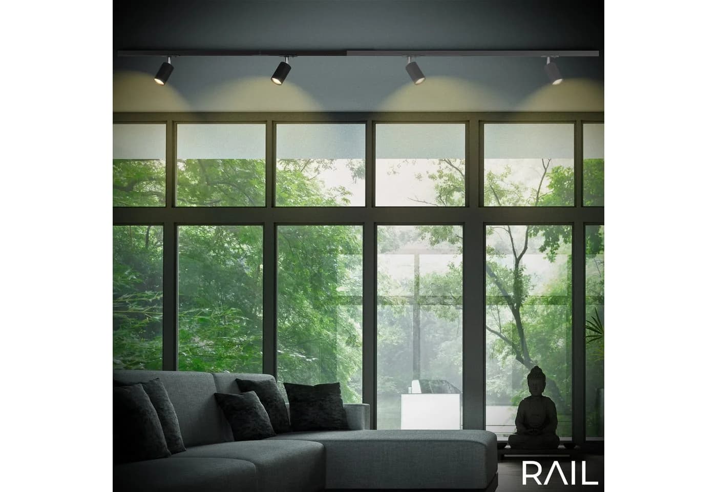 Briloner Leuchten Schienensystem-Sets RAIL 0,75m Schwarz mit 2 GU10 Spots