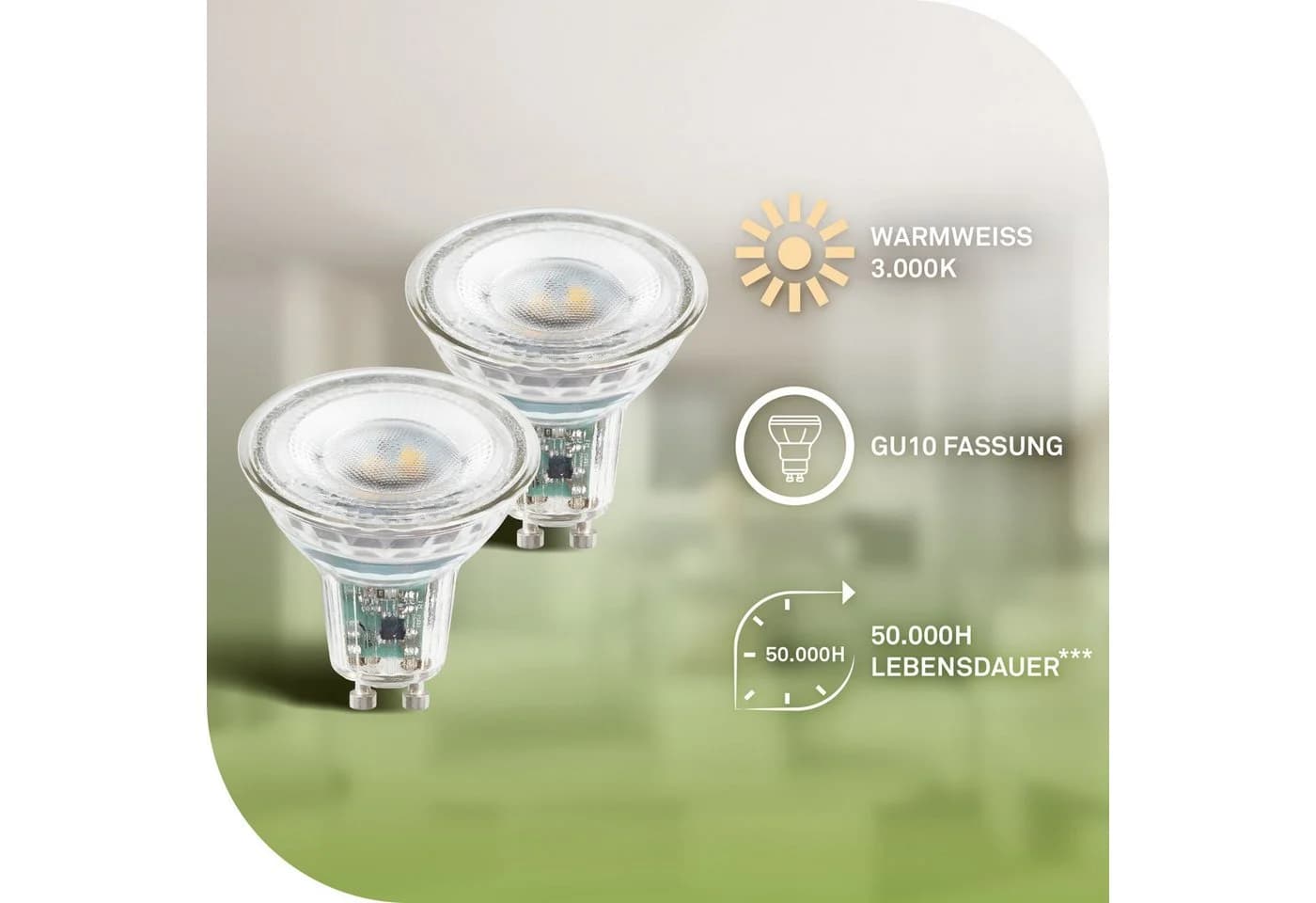 Briloner Leuchten LED-Leuchtmittel GU10 Warmweiß 2,5W 450 Lumen 2er Set
