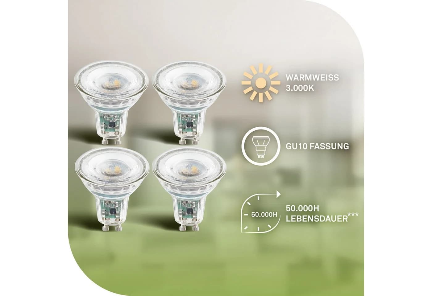 Briloner Leuchten LED-Lampe GU10 4er Set warmweiß 4,7W