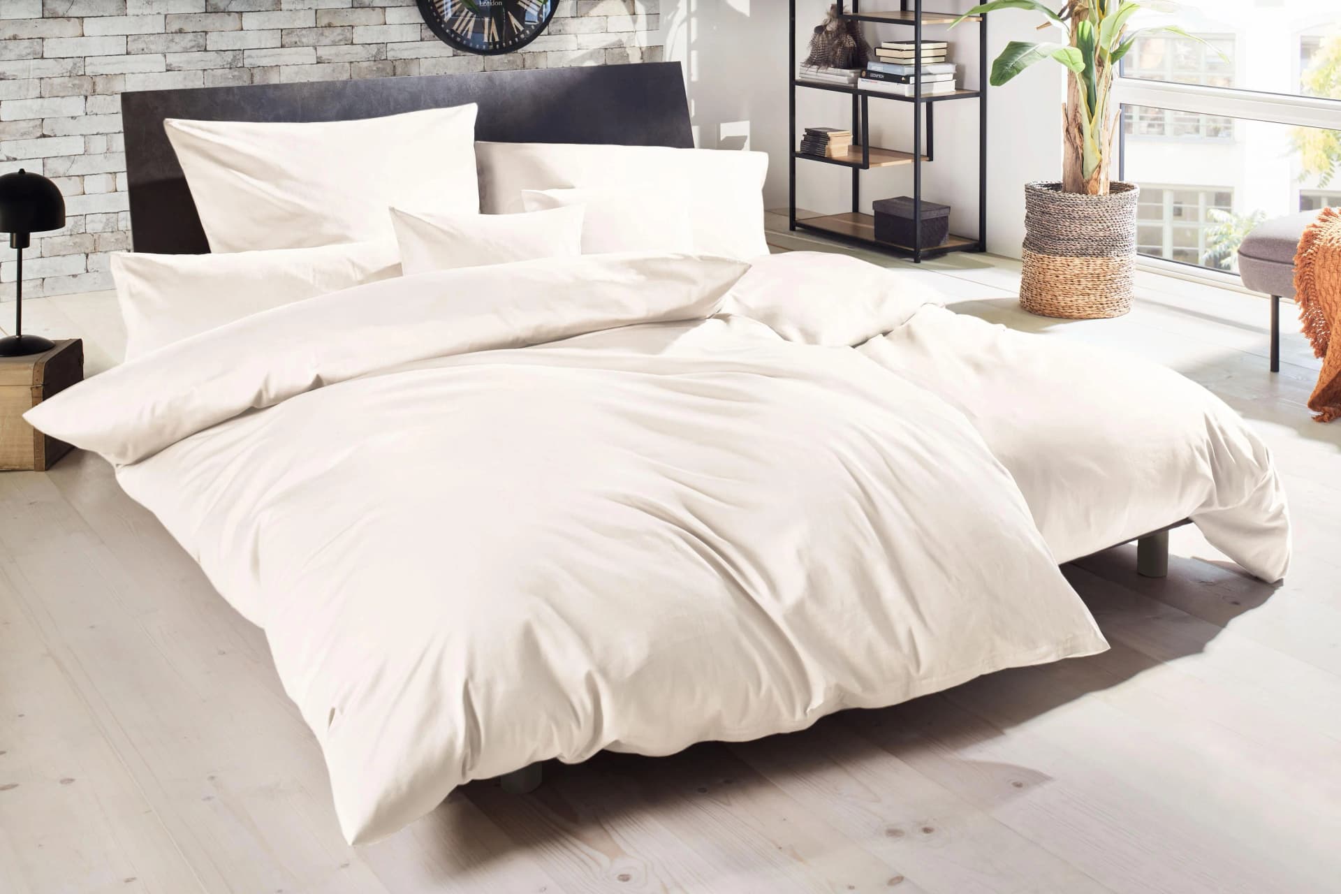 Primera Luxus-Satin Bettwäsche Set Beige 3-tlg. 200x200 cm