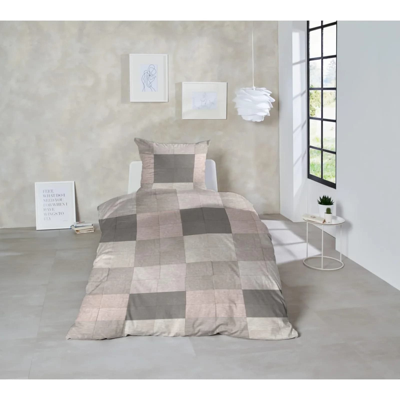 Primera Edelflanell Bettwäsche Glencheck Grau/Rosa Flanell