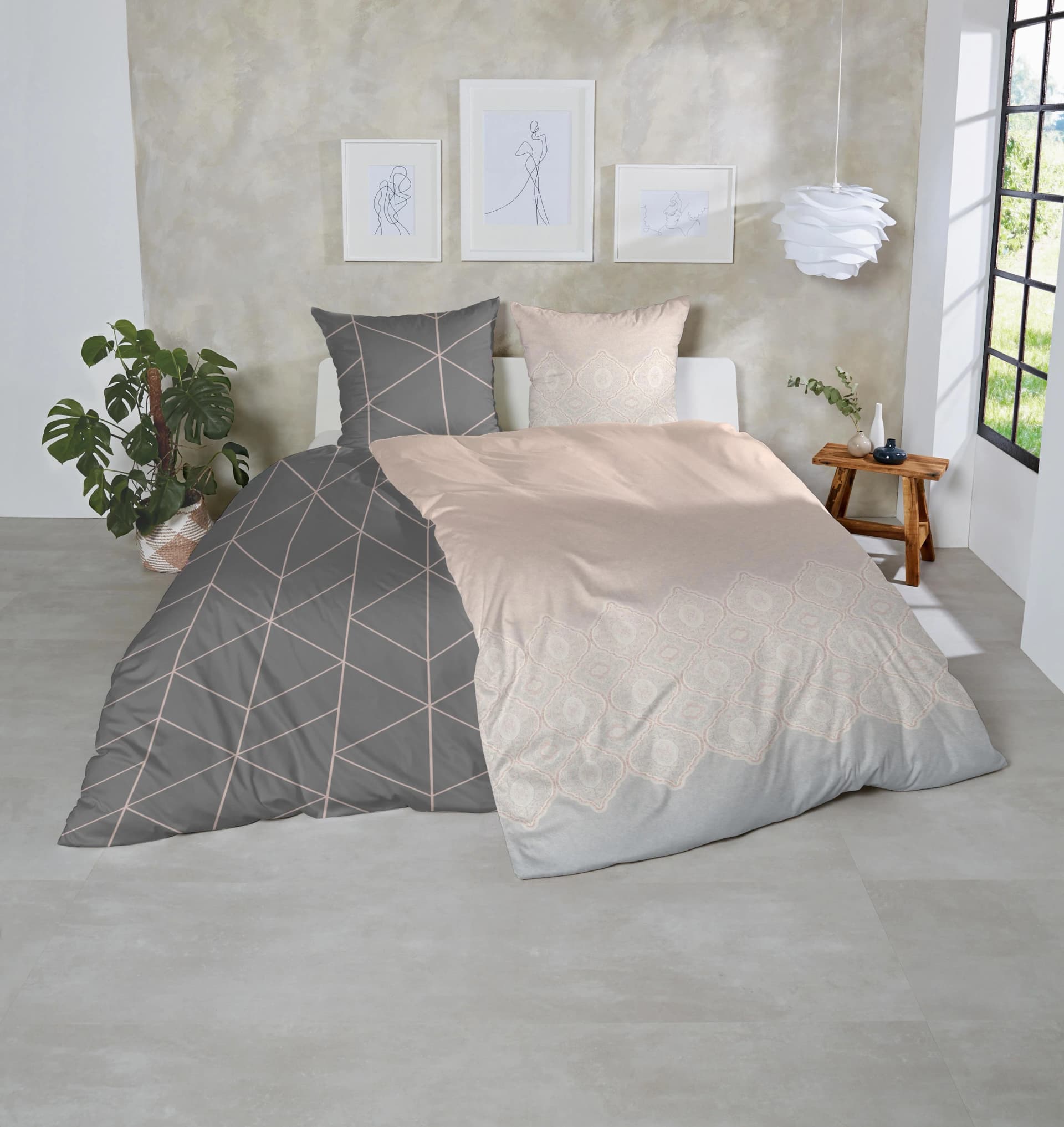 Primera Mako-Satin Bettwäsche Grau 135x200cm 100% Baumwolle