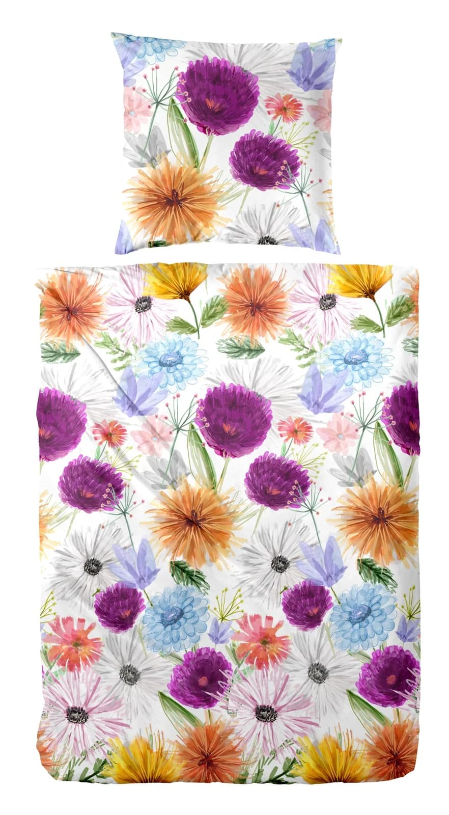 PRIMERA Mako-Satin Bettwäsche Lila Floral 155x220 cm