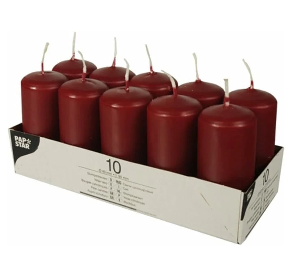 PAPSTAR Stumpenkerze 10er Pack Bordeaux