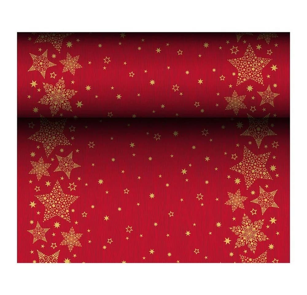 PAPSTAR Tischläufer 24m Christmas Shine 40cm Rot Stoffähnlich