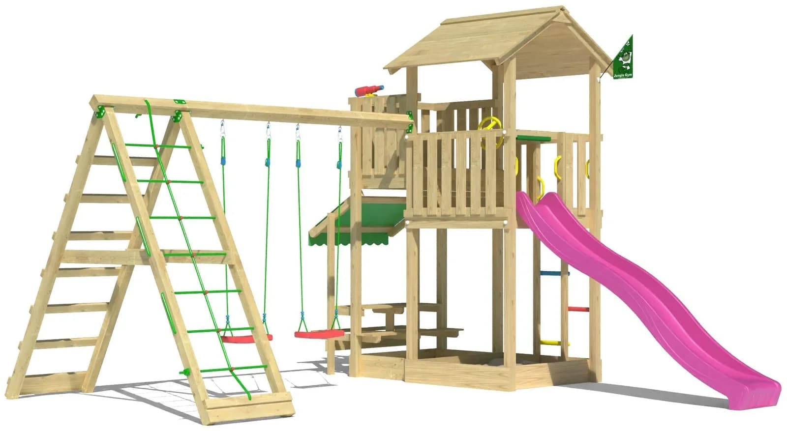 JUNGLE GYM Veranda Spielturm Pink - Holzspielanlage