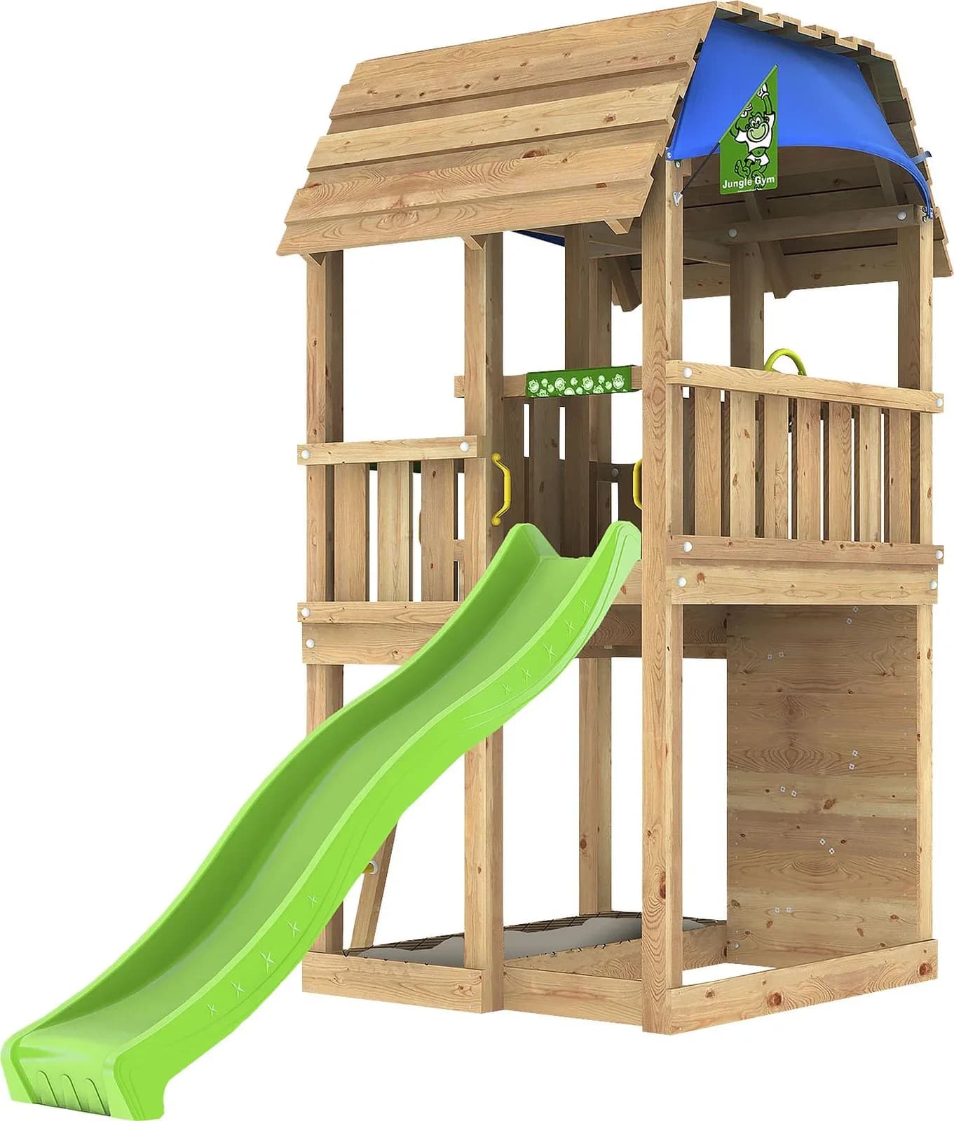 Jungle Gym Spielturm Jungle Barn bunt mit Rutsche und Schaukel
