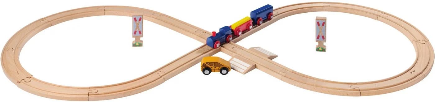 Eichhorn Spielzeug-Eisenbahn Achterbahn 27-tlg. Bunt/Beige Holz