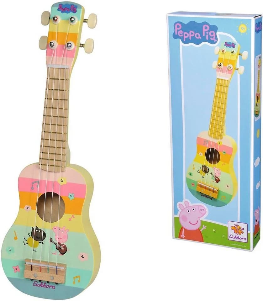 EICHHORN Spiel-Gitarre Peppa Pig Holz Ukulele Bunt