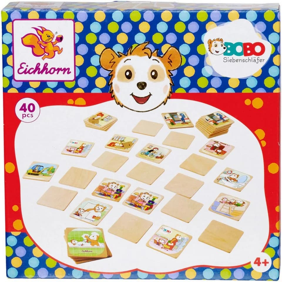 Eichhorn Spiel Bobo Siebenschläfer Memo-Spiel Bunt Holz Kinderspiel