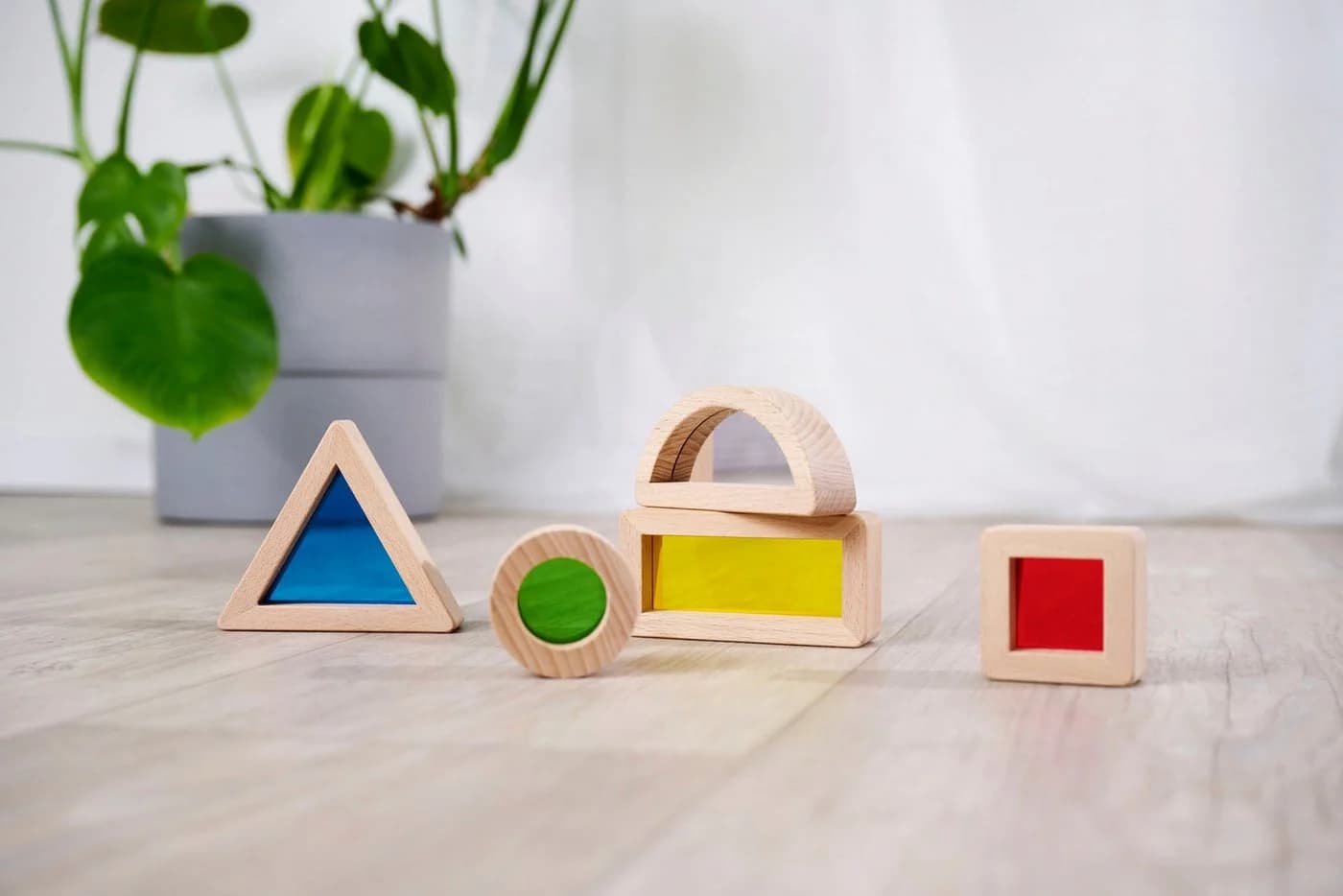 Eichhorn Montessori Fensterbausteine 5-tlg. Bunt Holz Acrylglas