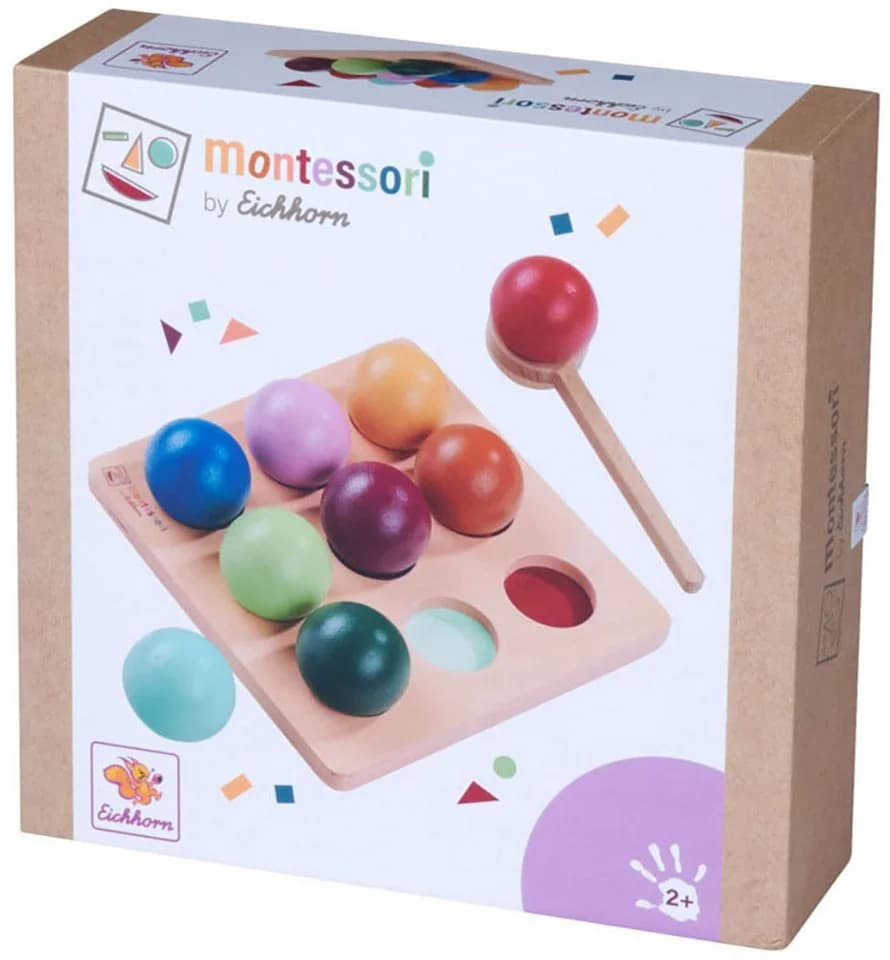 Eichhorn Steckspielzeug Montessori Sortierkugeln Bunt Holz