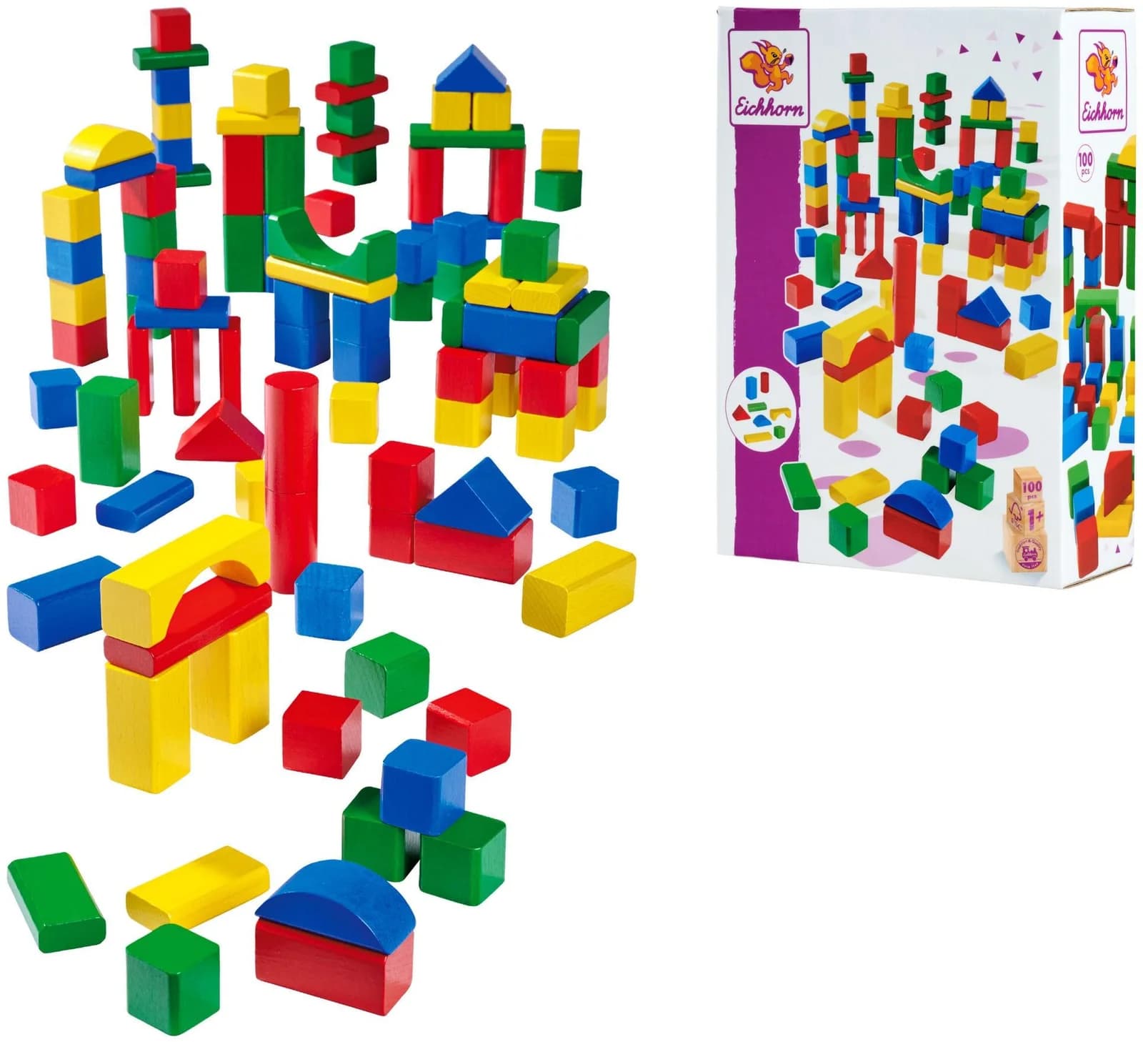 Eichhorn 100 Bunte Holzbausteine Set