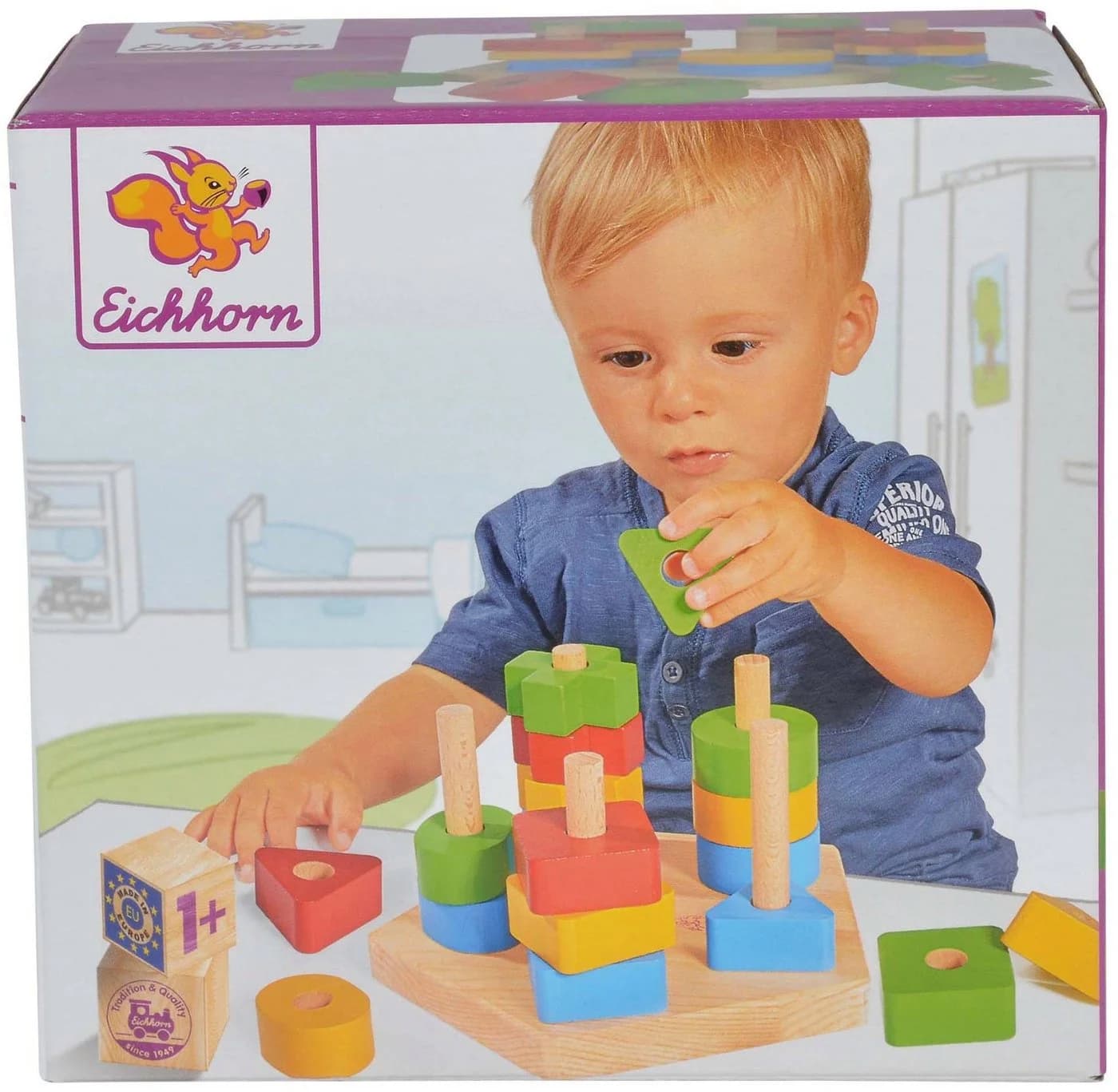 Eichhorn Steckspielzeug Steckspiel Set 21-tlg. Bunt Holz