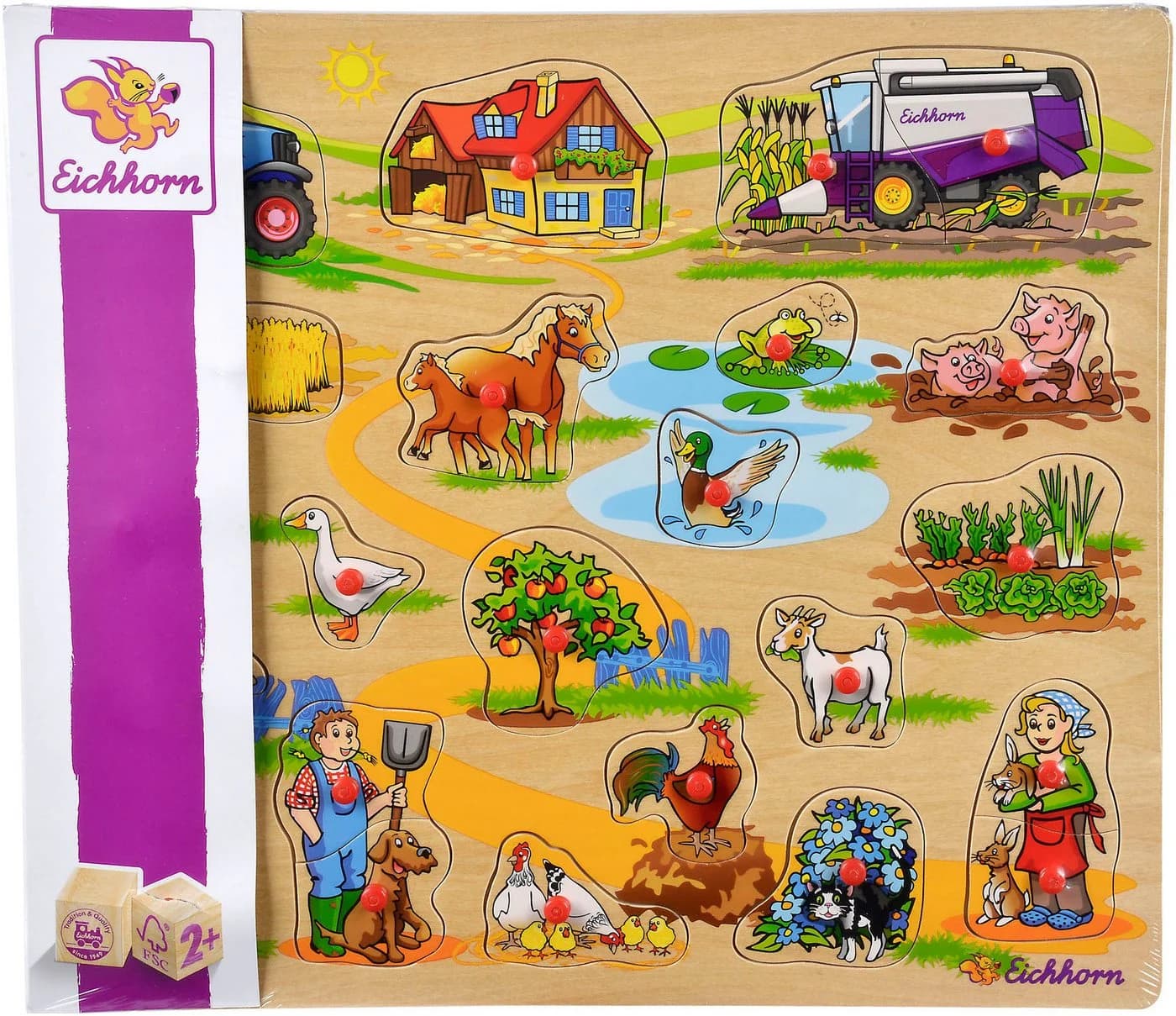 Eichhorn Steckpuzzle Bauernhof 23 Teile FSC Holz