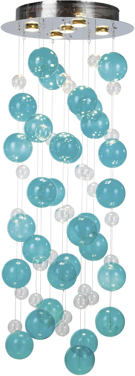 NÄVE LED Pendelleuchte "Explosion" Türkis 5-fach