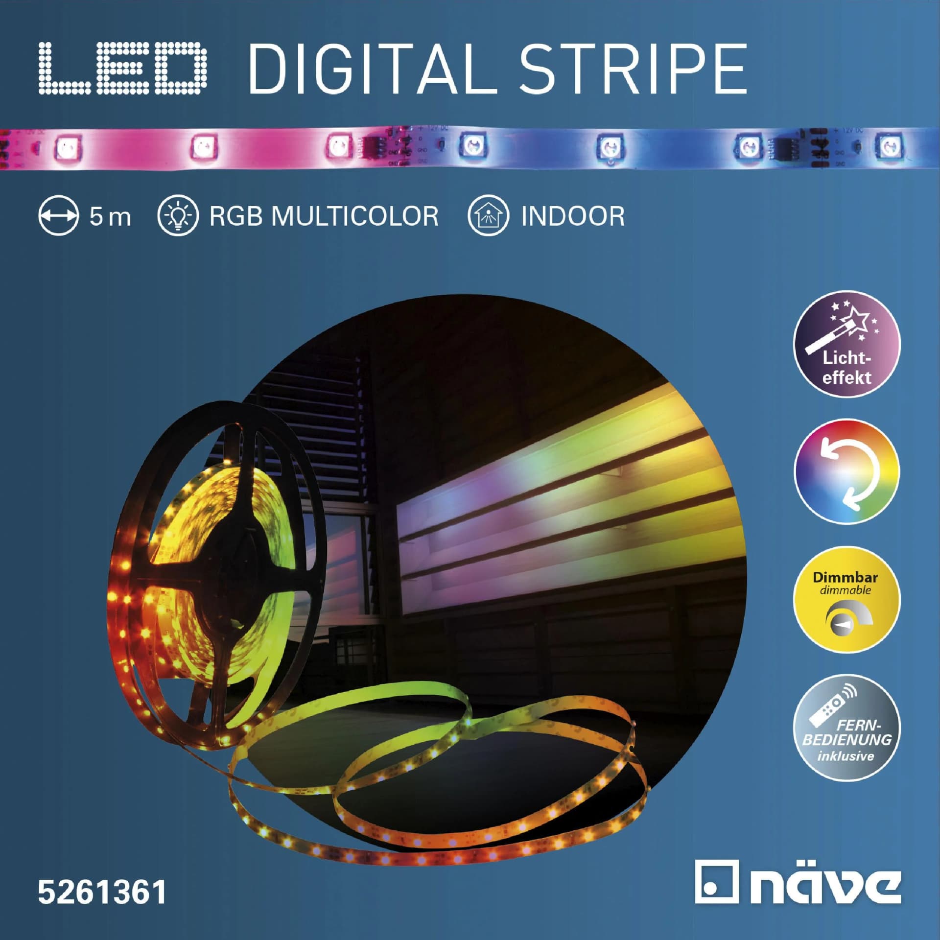 NÄVE LED-Streifen Stripe RGB Bunt Dimmbar mit Fernbedienung