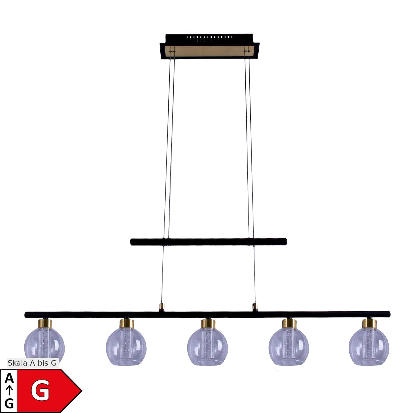 NÄVE LED Pendelleuchte Brass 5-flammig Schwarz