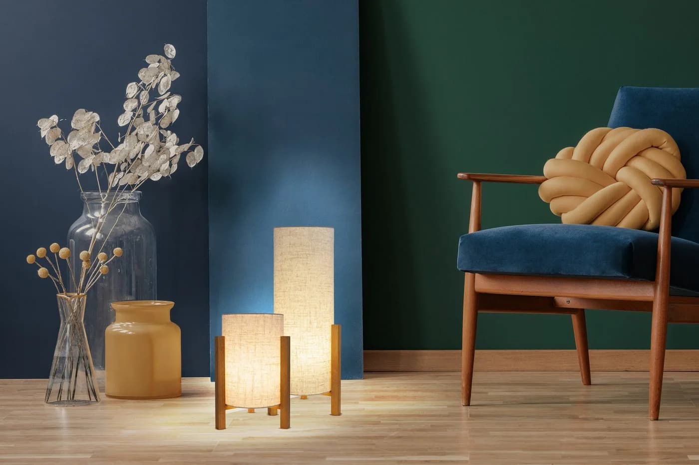 NÄVE Tischleuchte Matida Beige Natur Holz Textilschirm Skandi Style