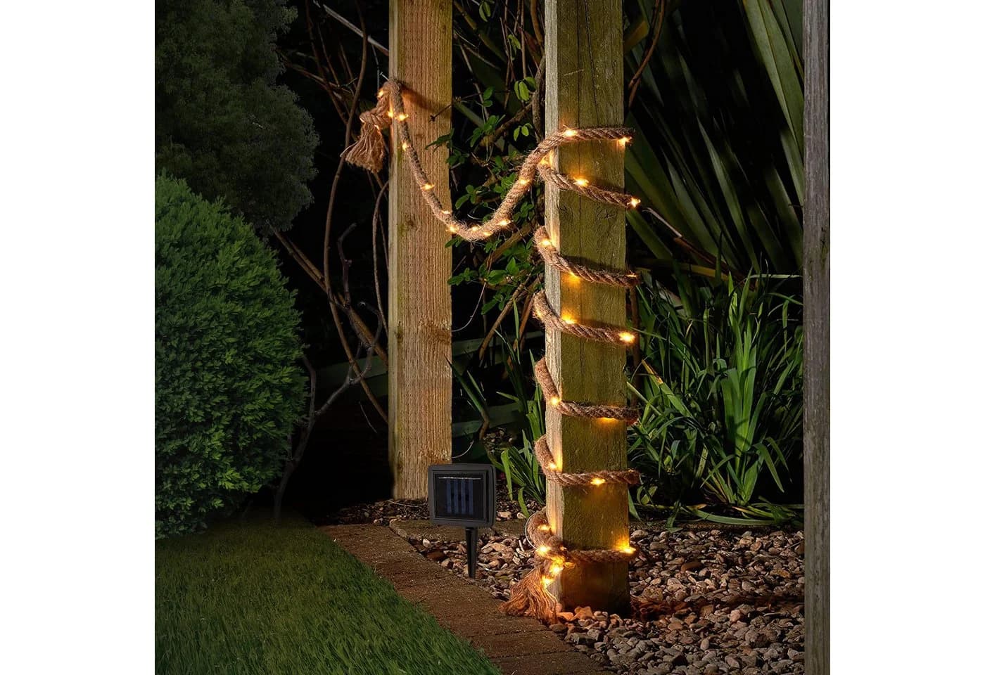 näve Solar-Lichterkette CANAMO Warmweiß mit Dämmerungssensor