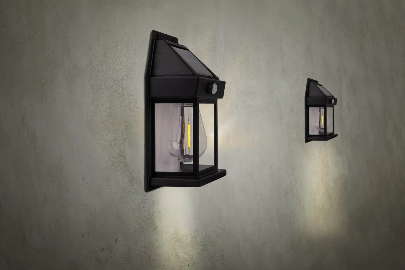 NÄVE Außen-Wandleuchte MIRA 2er Set Solar Schwarz LED
