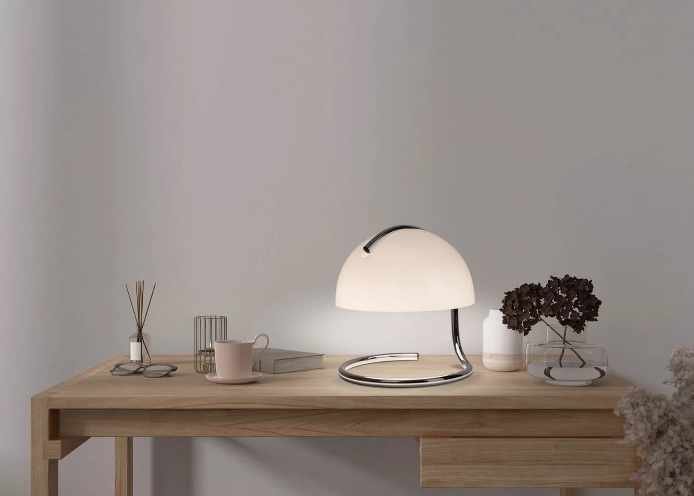 NÄVE Tischleuchte Burano Weiß Retro Metall Glas E27
