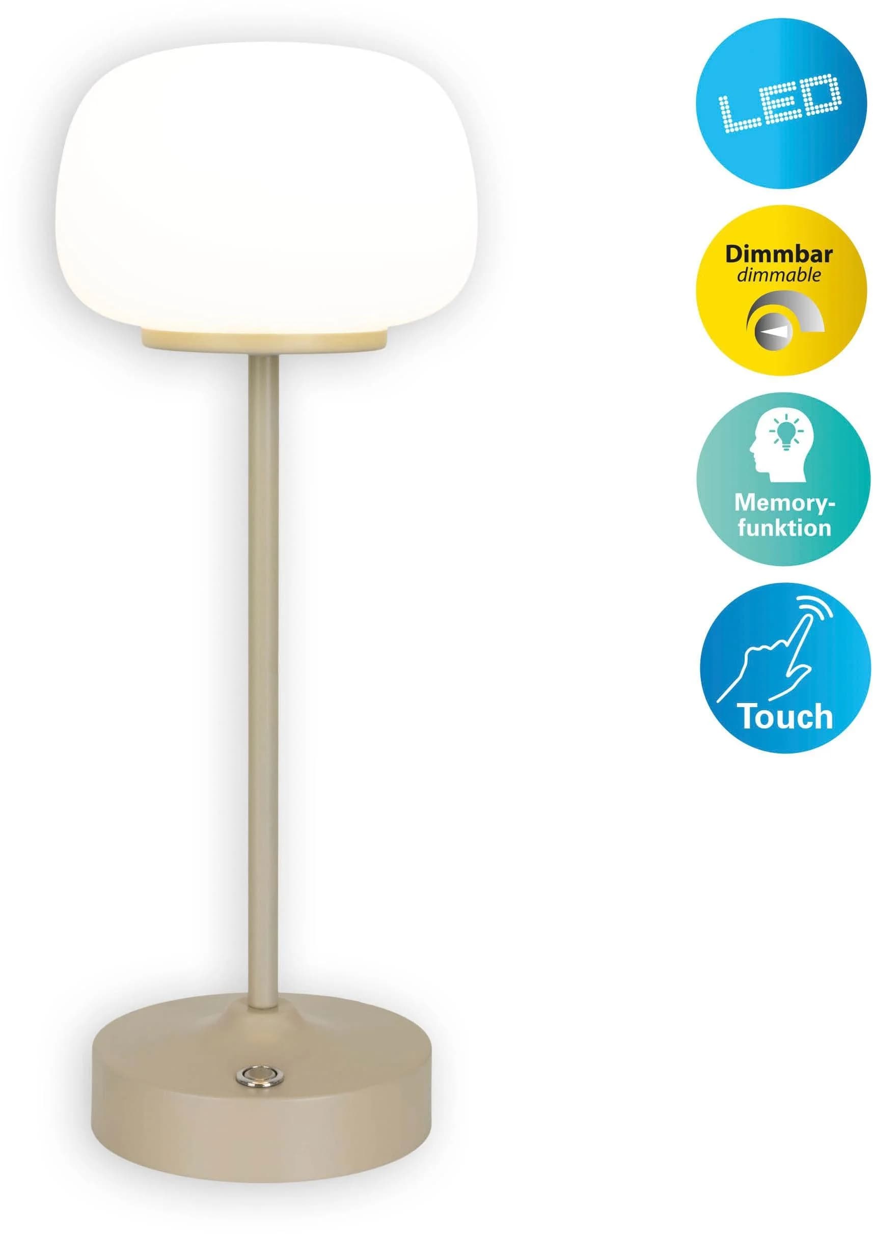 NÄVE LED Tischleuchte Pina Beige Touch Dimmbar Akku