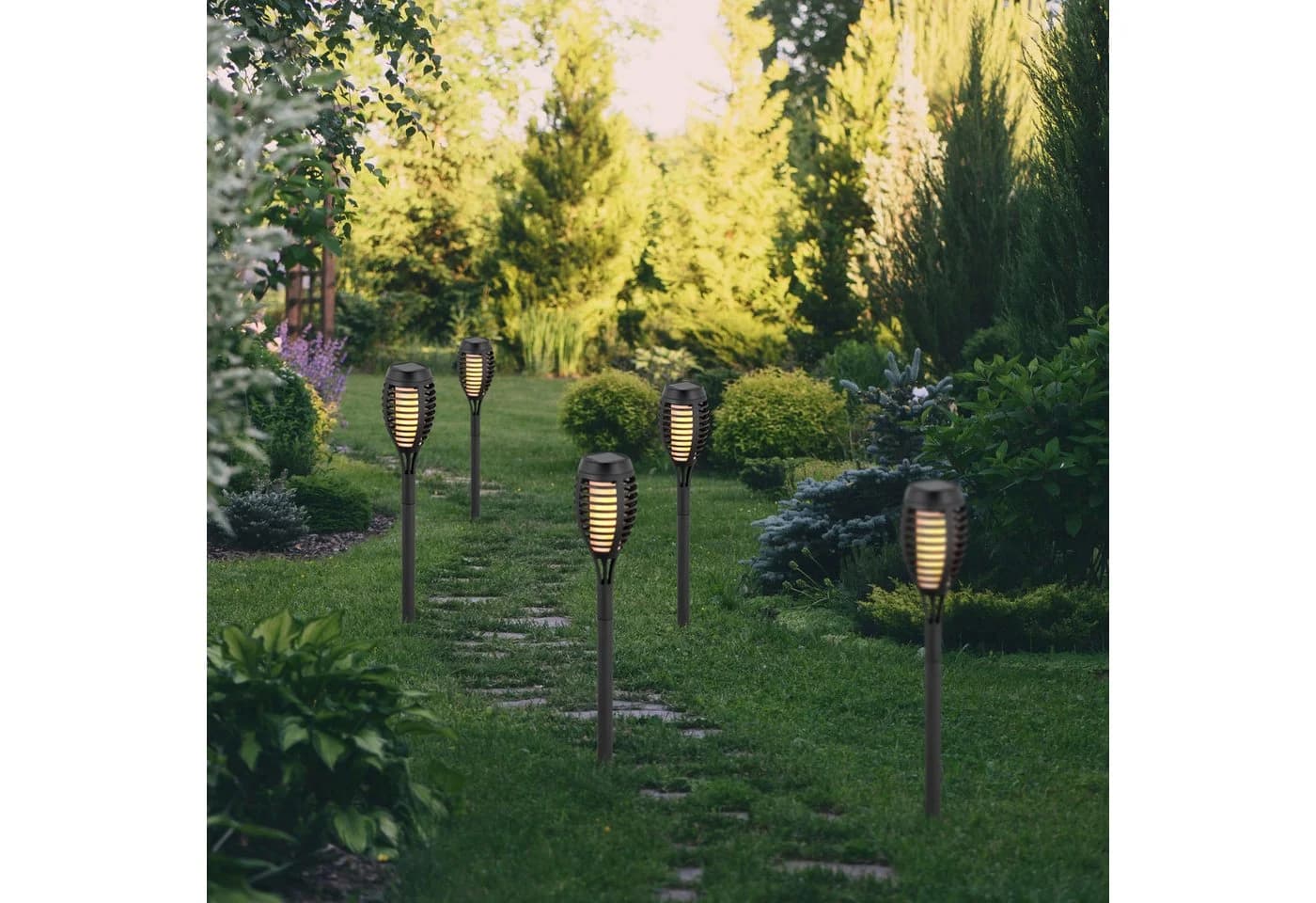 näve LED Solarleuchte Fanilo 5er Set Schwarz Flammeneffekt