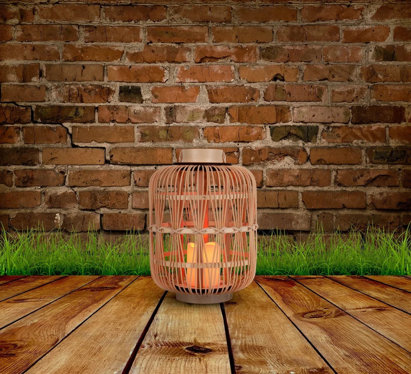 NÄVE LED Dekolicht "Korbinian" Beige Rattankorb mit Timer