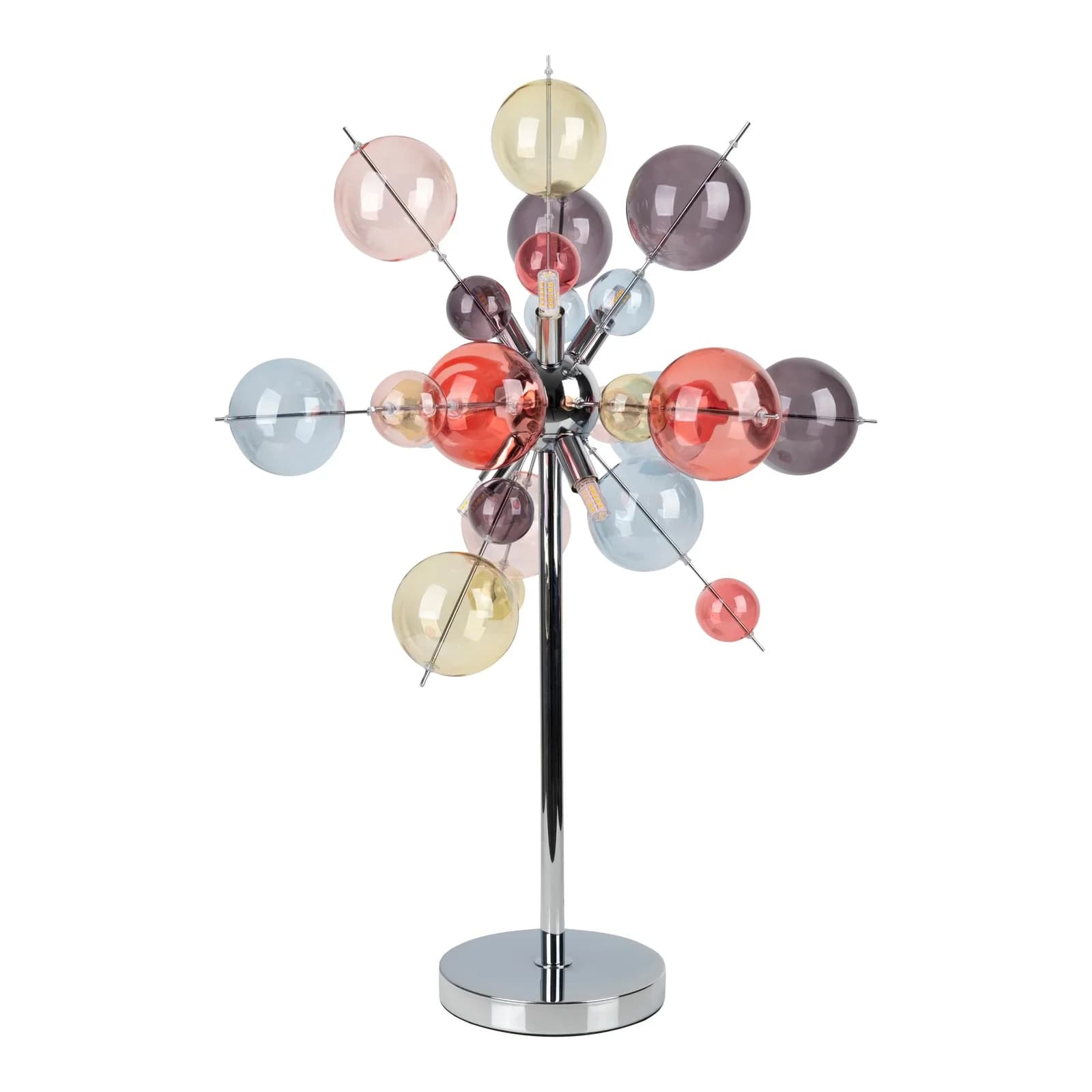 NAEVE LEUCHTEN Tischleuchte Explosion Glas Pastell-bunt Chrom G9