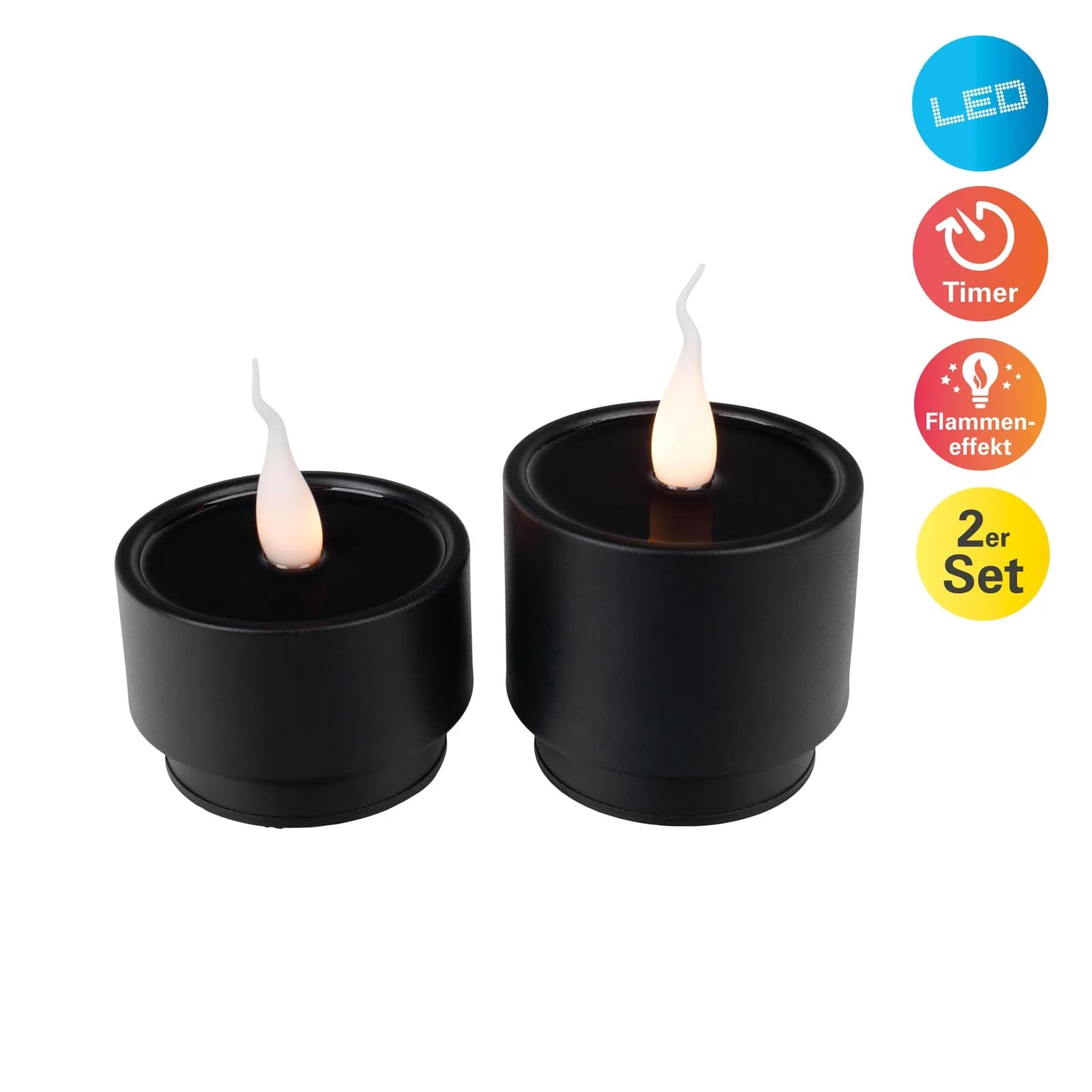 NÄVE LED Dekolicht Loni Schwarz 2er-Set mit Timer